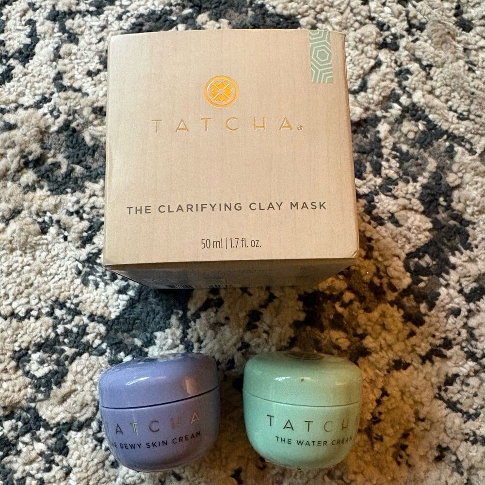 Tatcha Skincare Bundle NEW Clarifying Clay Mask 50mL + Dewy & Water Cream Minis